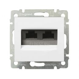 Розетка компьютерная двойная Valena белый CAT5e + CAT5e RJ-45 UTP монтаж винтами/ лапками механизм встроенный монтаж (Legrand), арт. 774231