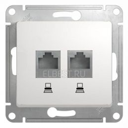 Розетка компьютерная двойная Glossa белый CAT5e + CAT5e RJ45 встроенный монтаж (Schneider Electric), арт. GSL000185KK